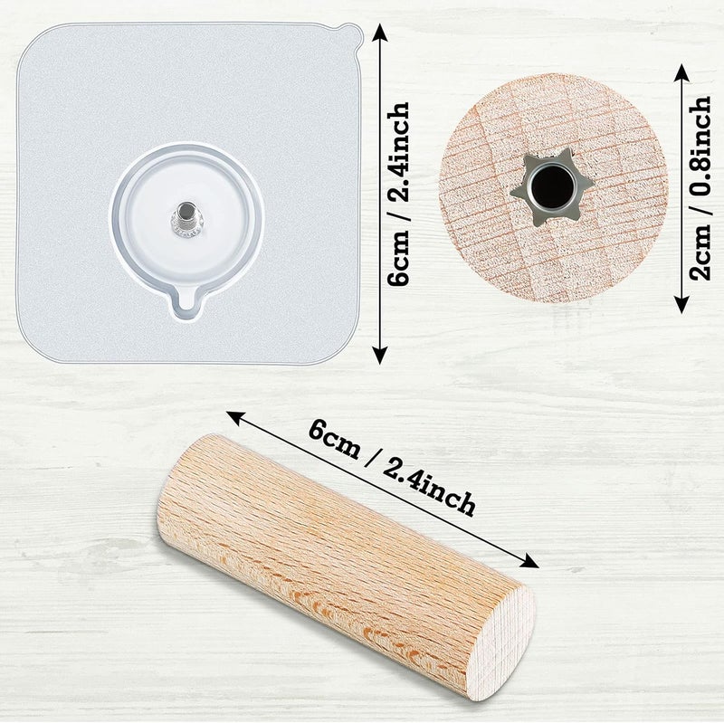 Jetec Hat Hooks for Wall Hat Hanger Hat Hooks Hat Pegs Adhesive Wood Hooks Self Adhesive Hooks Wooden Hat Rack Coat Hooks Wall Mounted Hook for Home School Office (12 Pcs, 6 cm/ 2.4 inch) - Image 2