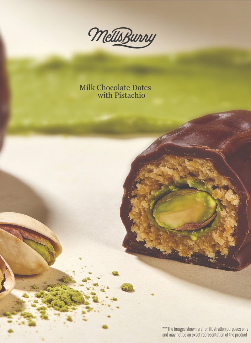 MELLSBURRY Pistachio Chocolate Coated Dates with Crunchy Pistachio Centre 400g | Premium UAE Made Gluten Free Dates - Image 4