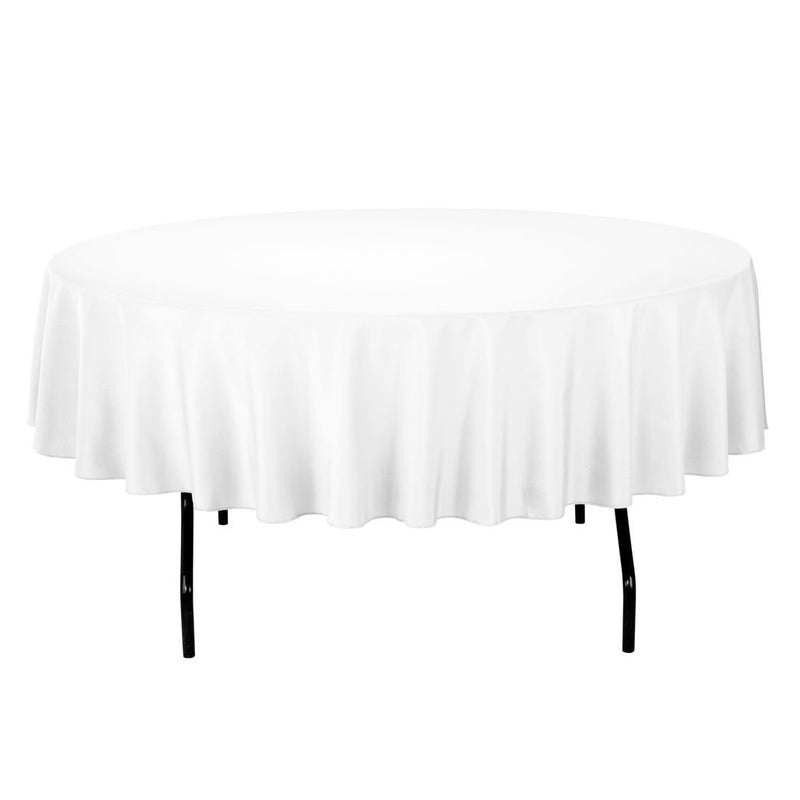 Gee Di Moda Round Tablecloth  70 Inch White Round Table Cloth for 24 to 48 Inch Round Tables  Heavy Duty Washable Fabric  for Buffet Table Holiday Party Dinner Wedding  Baby Shower