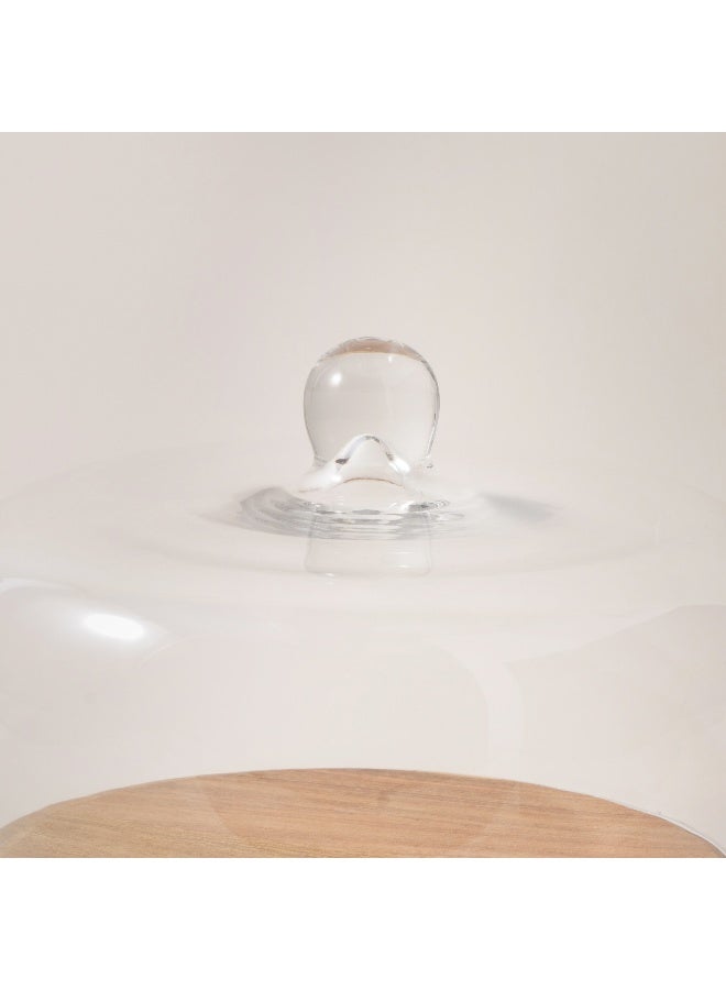 La Mesa Glass Cake Stand With Wood Base 26.5*28.5Cm - Image 4