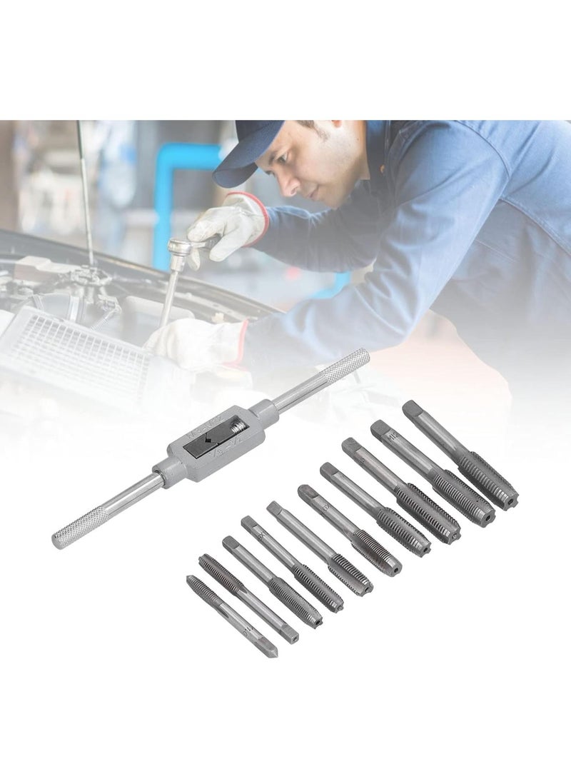 GGOOT 11Pcs Tap Wrench Tool Set Adjustable Ratchet Tap Holder Wrench Machine Screw Hand Screw Thread Plug with Adjustable Reamer Hardware Tool  - Image 2