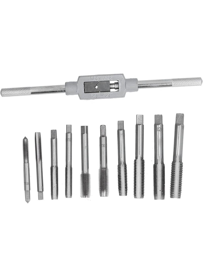 GGOOT 11Pcs Tap Wrench Tool Set Adjustable Ratchet Tap Holder Wrench Machine Screw Hand Screw Thread Plug with Adjustable Reamer Hardware Tool  - Image 1