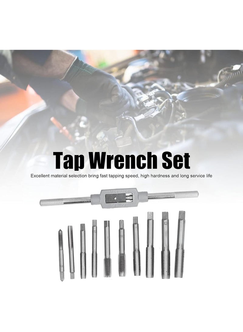 GGOOT 11Pcs Tap Wrench Tool Set Adjustable Ratchet Tap Holder Wrench Machine Screw Hand Screw Thread Plug with Adjustable Reamer Hardware Tool  - Image 4