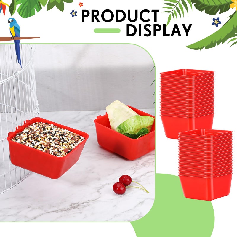 Maxdot 20 Pcs Cage Cups Chicken Feeder Waterer 16 oz Birds Feeders Hanging Bunny Cage Chicken Water Bowl for Pet Parrot Rooster Parakeet Gamefowl Poultry Pigeon Wire Hutch(Red) - Image 2