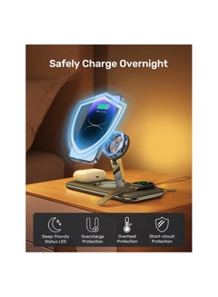 SYOSI Foldable 3 in 1 Wireless Charger, Metal Design, Charging Station Compatible with MagSafe, Fit for iPhone 14/13/12 Pro Max, Apple Watch and AirPods(Black)(1 Pack)  - Image 5