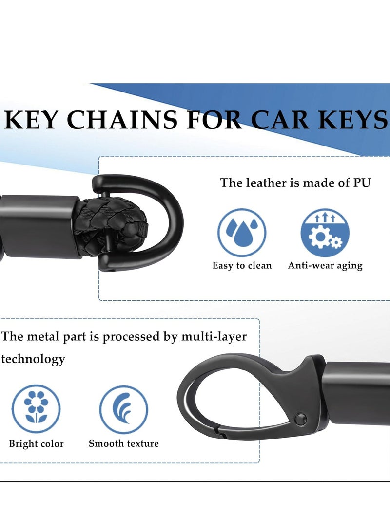 أوزيغالور سلسلة مفاتيح سيارة، سلسلة مفاتيح جلدية معدنية للسيارة 2 قطعة مع حلقة D-حلقة ومفكات مفاتيح مقاومة للضياع (أسود/أحمر). - Image 3