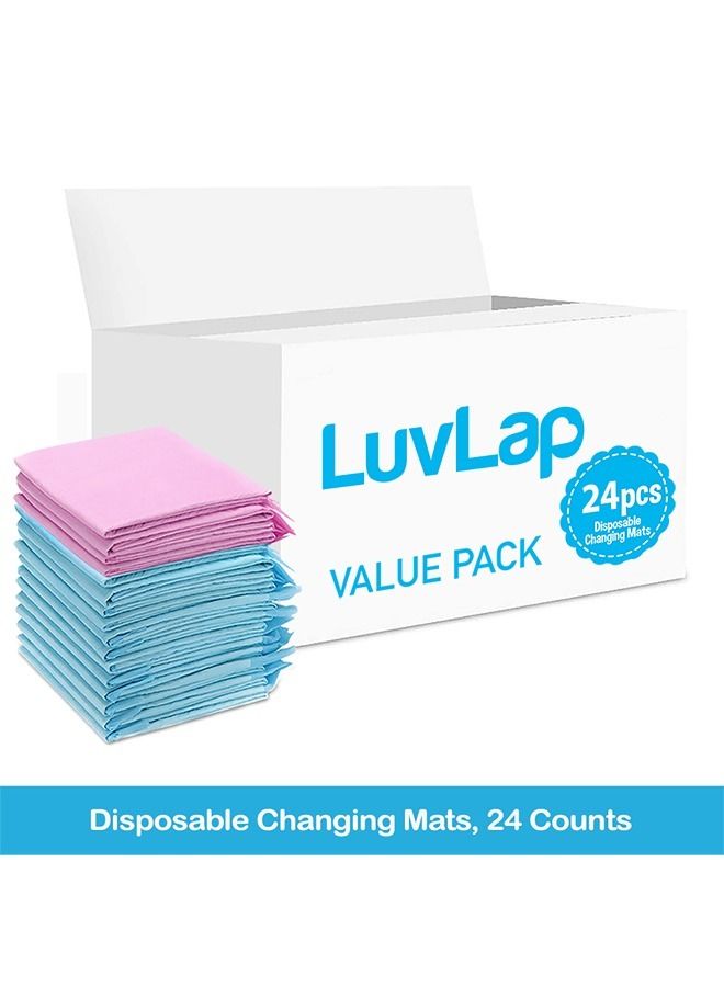 Luvlap Disposable Changing Mats, 24 Counts, Soft Waterproof Mat, Portable Leak Proof Changing Mat, New Mom Leak-Proof Under pad, Mattress Table Protector Pad - Image 2