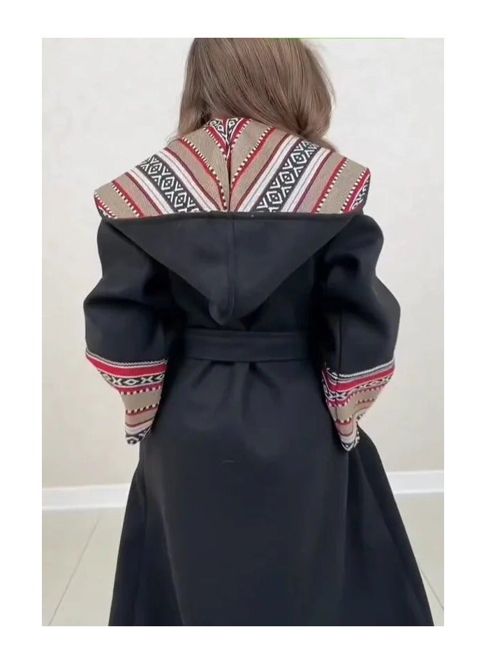 برايدس عبايه جميله سدو تراثية مع قبعه - اسود - Image 3