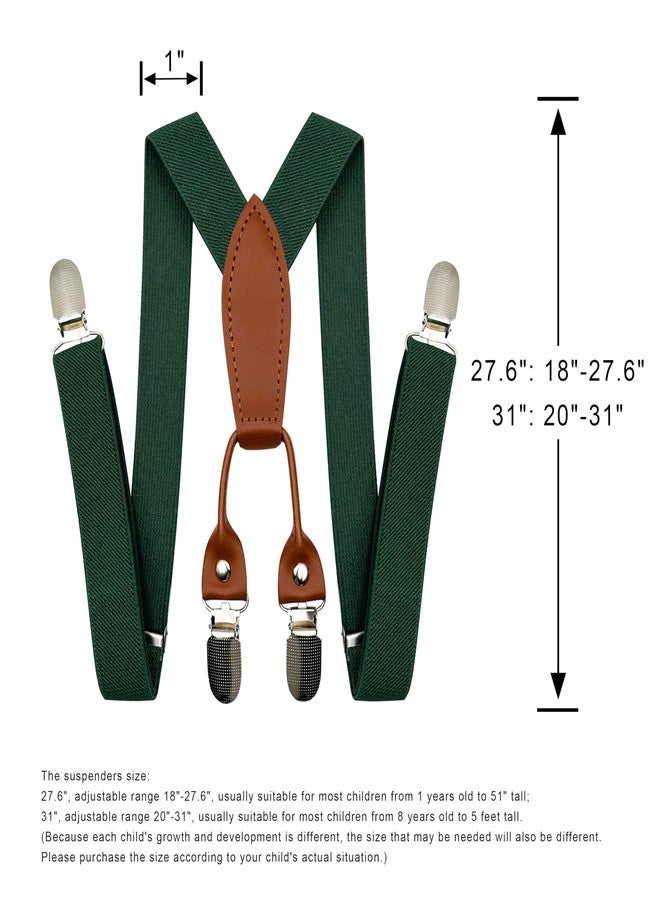 BEWDIO Dark Green Bow Tie and Suspenders Set for Baby Boys, Bowtie and Suspenders with 4 Strong Metal Clips (4-06-1) - Image 5