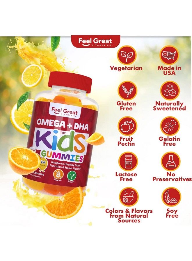 Feel Great Vitamin Co. Complete Dha Gummies For Kids; With Omega 3 6 9 + Dha Vitamin C; Supports Healthy Brain Function Vision & Heart Health; Gluten Free Vegetarian; 60 Gummies