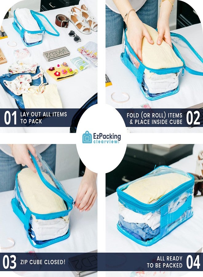 EzPacking Small Clear Travel Packing Cube/See Through PVC Plastic Pouch for Carry On Suitcase, Backpack or Diaper Bag/Transparent Multipurpose Accessories, Makeup & Underwear Organizer w/Handle (Turquoise) - Image 4