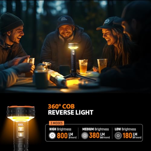 Yls Flashlight, 5000 Lumen LED Rechargeable Flashlight with Digital Display, 8 Modes & IPX4 Waterproof, Camping Light with Magnetic Base for Camping, Home, Emergency, Rescue, Hunting - Image 3