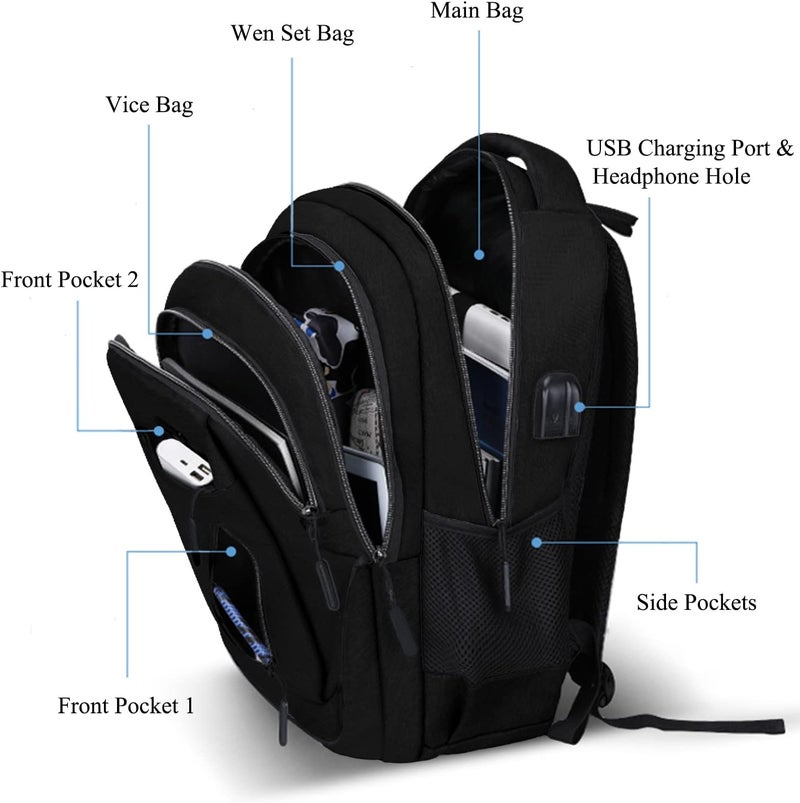 Vaupan Business Travel Laptop Backpack, Water Resistant College School Computer Bag Gifts with USB Charging Port for Men & Women Fits 15.6 Inch Notebook - Image 3