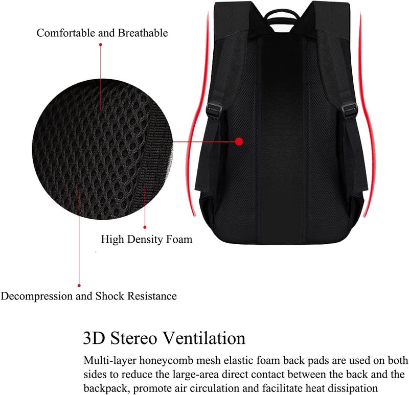 Vaupan Business Travel Laptop Backpack, Water Resistant College School Computer Bag Gifts with USB Charging Port for Men & Women Fits 15.6 Inch Notebook - Image 4