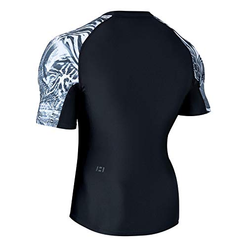 ADOREISM Men's Swim Shirts Short Sleeve Quick-Dry UPF 50+ Sun Protection Compression BJJ Fishing Rash Guard for Men (Mess Black, M) - Image 2