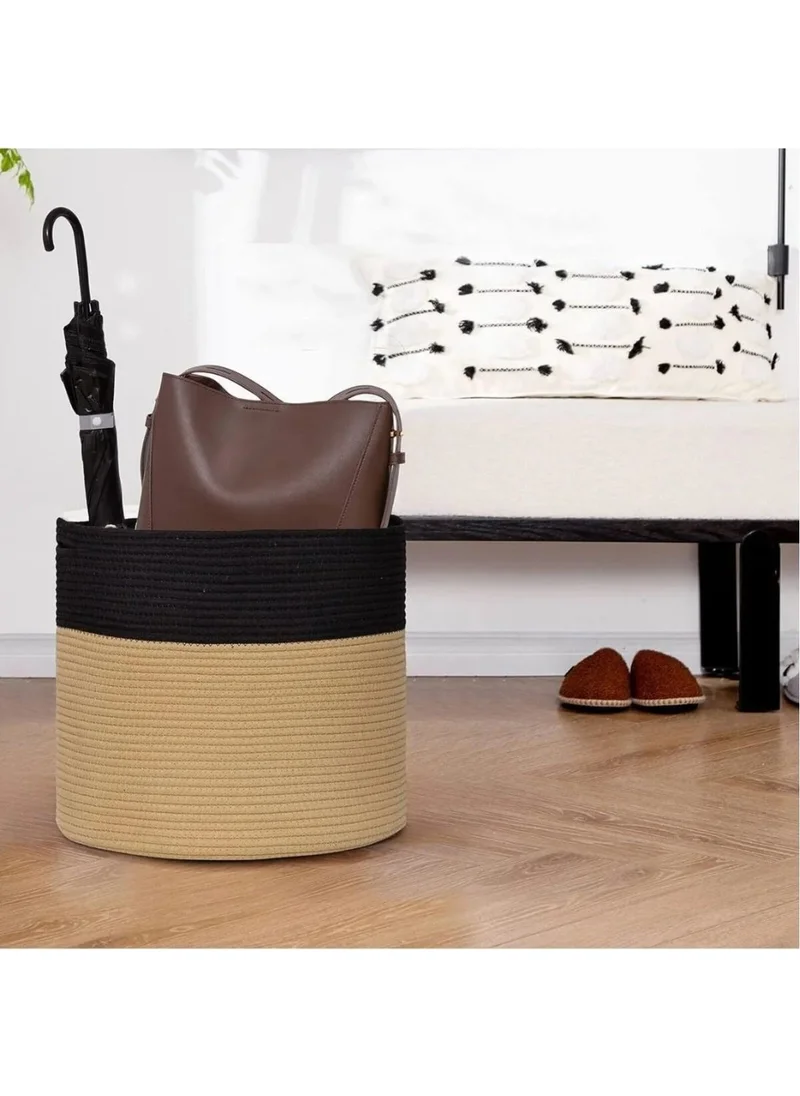BDZ Deri Bdz Leather Jute Wicker Basket Organizer Toy Laundry Basket