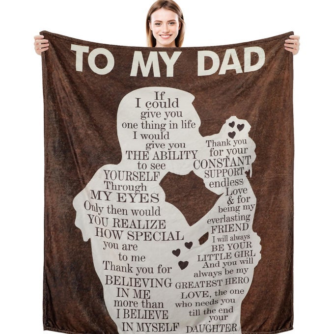 DAD BLANKET GIFT FROM DAUGHTER 50X60 COZY FLANNEL THROW PERFECT FOR FATHERS DAY BIRTHDAY
