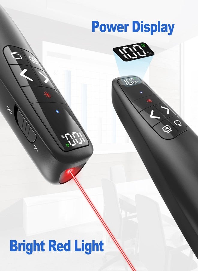 UBUYONE Wireless Presentation Clicker with Red Pointer, Power Smart Digital Display PowerPoint Presenter Remote, Rechargeable USB C A Google Slide Advancer for Mac Laptop PC Computer Keynote - Image 5