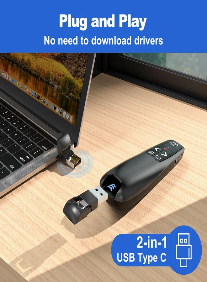 UBUYONE Wireless Presentation Clicker with Red Pointer, Power Smart Digital Display PowerPoint Presenter Remote, Rechargeable USB C A Google Slide Advancer for Mac Laptop PC Computer Keynote - Image 4