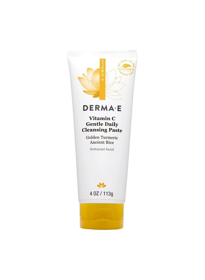 derma-e Vitamin C Gentle Daily Cleansing Paste – Vitamin C Face Mask or Cleanser with Turmeric - Facial Mask Brightens & Clarifies, 4.0 Oz - Image 1