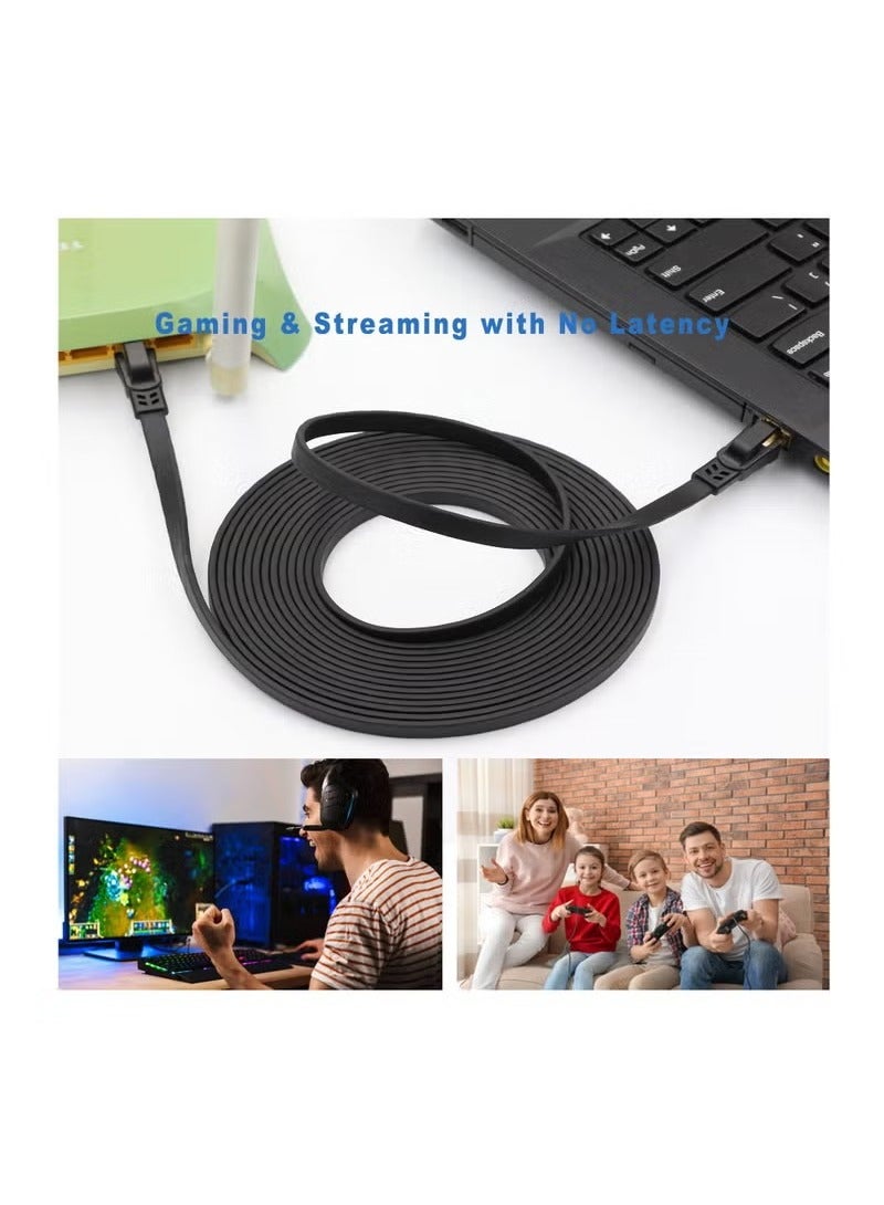 Anmi Anmi 5m CAT8 Ethernet Cable, High Speed Heavy Duty Cat8 LAN Network Cable 40Gbps, 2000Mhz with Gold Plated RJ45 Connector for Modem, Router, Switch, Gaming - Black 