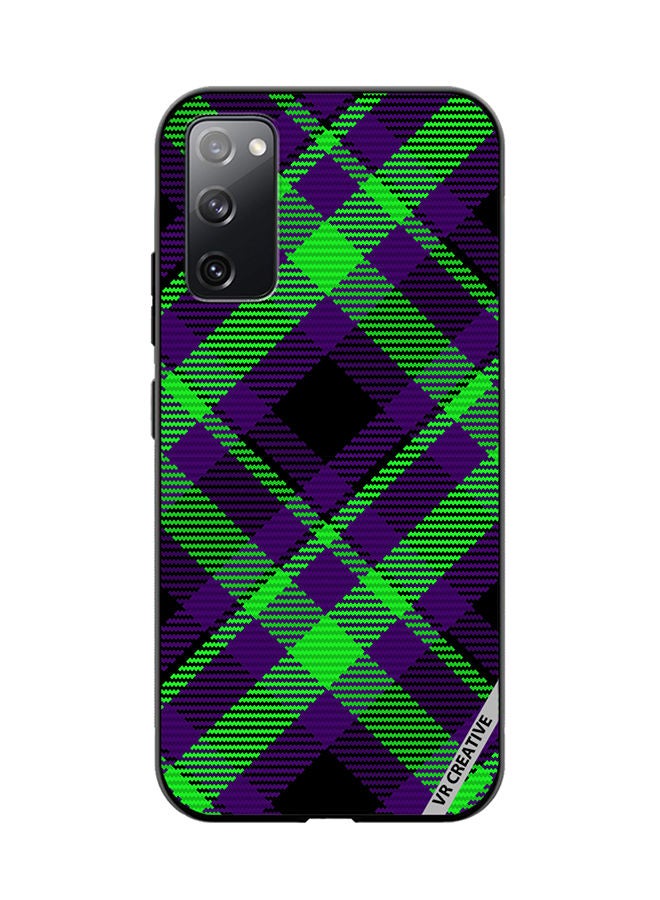 VR CREATIVE Protective Case Cover For Samsung Galaxy S20 FE 5G Black Green Checkered Design Multicolour - Image 1