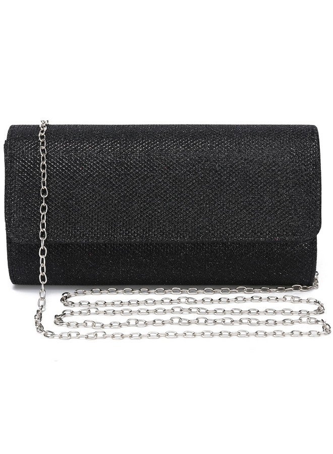 Outrip Women'S Evening Bag Clutch Purse Glitter Party Wedding Handbag With Chain (Black) - Image 1