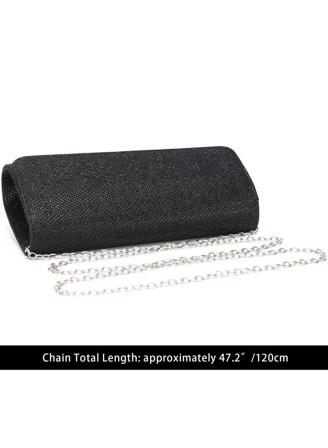 Outrip Women'S Evening Bag Clutch Purse Glitter Party Wedding Handbag With Chain (Black) - Image 4