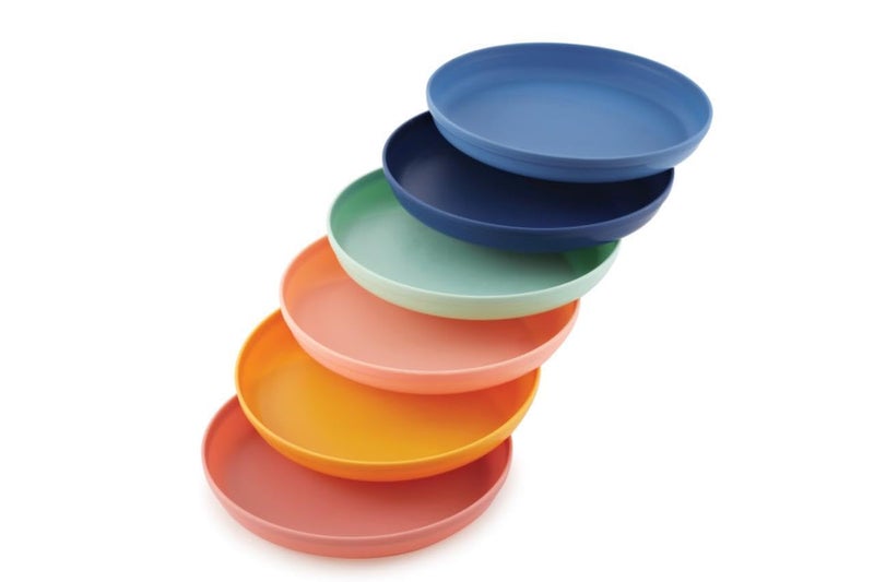 PUTHAK 6pcs Plastic Dinner Plates Set, Unbreakable Dessert Dinner Plates, Lightweight Reuseable Dinnerware Set, Dishwasher & Microwave Safe for Camping, Kitchen, Party (Big - 9.5” x 9.5” x 0.6”) - Image 2