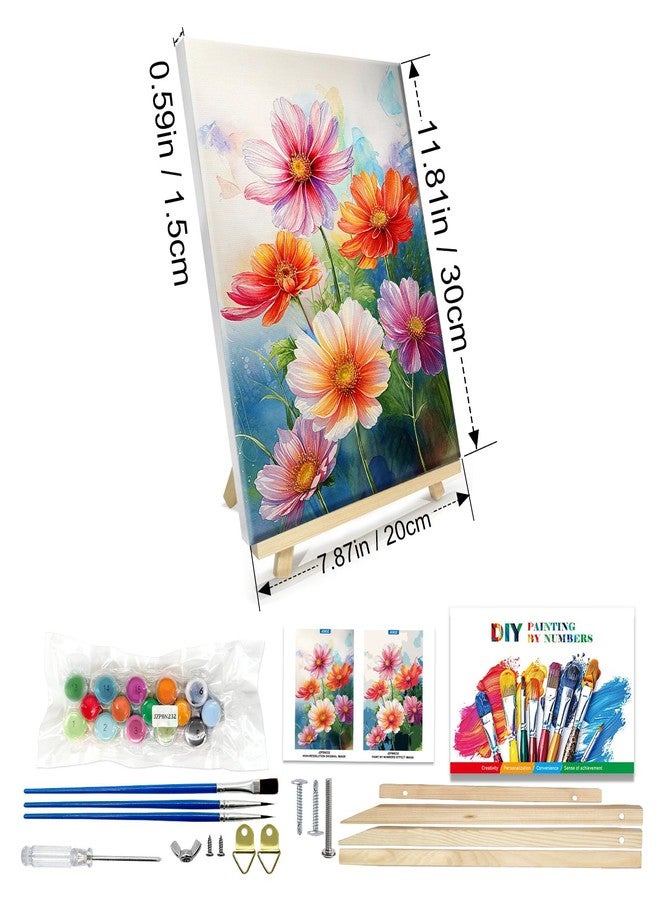JOOZ Flowers Paint by Numbers Kit for Adults with Frame, DIY Flower Paint by Number with Easel, Adult Paint by Number Kits on Canvas Floral for Wall Decor 8 x 12 Inch - Image 2