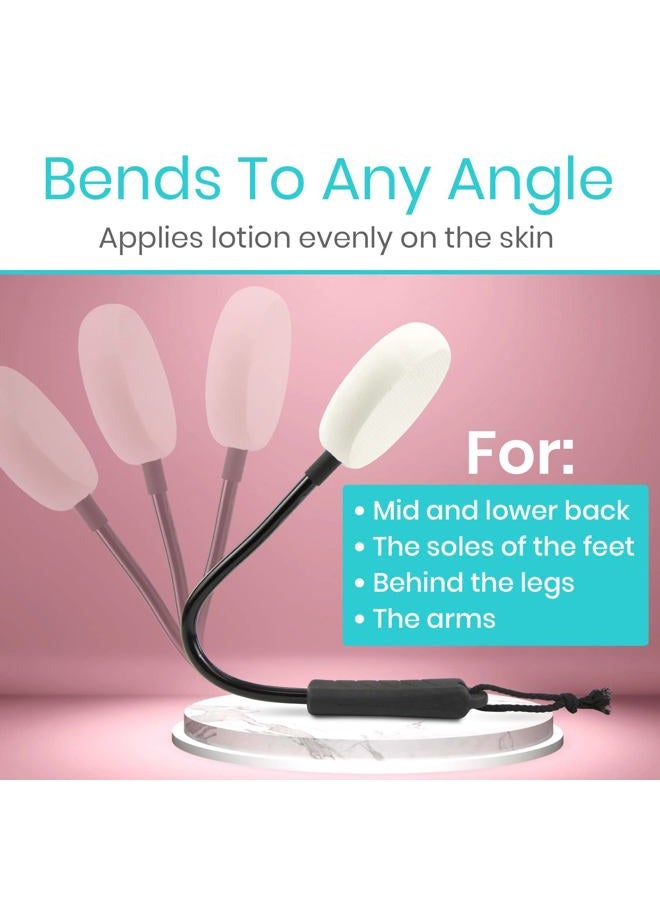 VIVE Bendable Lotion Applicator for Your Back - Easily Apply Sunscreen, Self Tanner, Moisturizer, & Cream to Feet, Back, & Body - Long Handled Shower Wand Brush for Women & Men - Reusable, Washable - Image 5