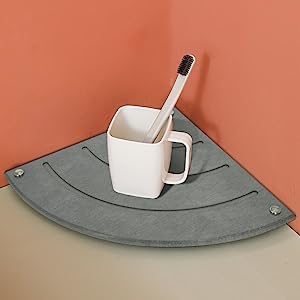 Kitwe Corner Sink Caddy Instant Dry Sink Tray Kitchen Sink Organizer Diatomaceous Earth Sponge Dispenser Holder Fast Drying Stone Rack for Kitchen Bathroom Counter Decor Gray - Image 1