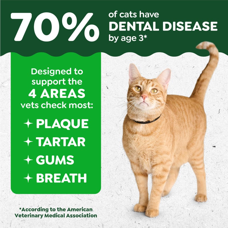 Greenies Feline Veterinarian-Recommended Adult Natural Dental Cat Treats, Oven Roasted Chicken Flavor, 21 oz. Tub - Image 3