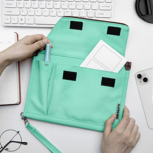 Mayplous A5 Conference Folder Business Organiser Bag Notepad Carrying Case Document Case A5 Portfolio Organiser Portfolio Binder with Zip (Mint Green) - Image 4