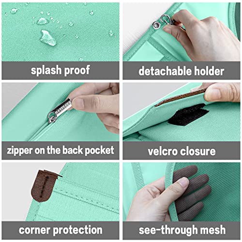 Mayplous A5 Conference Folder Business Organiser Bag Notepad Carrying Case Document Case A5 Portfolio Organiser Portfolio Binder with Zip (Mint Green) - Image 3