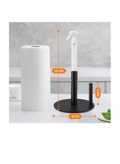 Generic Stainless Steel Countertop Paper Towel Holder, Paper Towel Stand for Kitchen Counter Bathroom Table, Paper Towel Holder with Spray Bottle, Point Heavy Weighted Sturdy Paper Towel Holder (Black)  - Image 2
