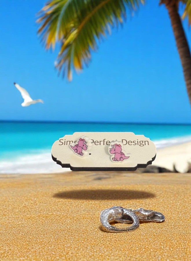 Simply Perfect Hypoallergenic (Pink) Dinosaur Earrings - Fun Enamel Jewelry for Kids and Women with Sensitive Ears - Unique Dino Earrings - Great for Birthday Gifts - Image 4