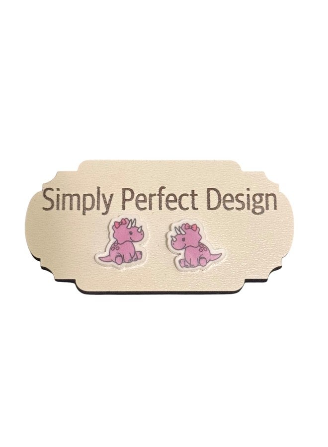Simply Perfect Hypoallergenic (Pink) Dinosaur Earrings - Fun Enamel Jewelry for Kids and Women with Sensitive Ears - Unique Dino Earrings - Great for Birthday Gifts - Image 1