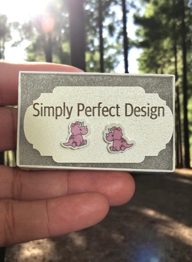 Simply Perfect Hypoallergenic (Pink) Dinosaur Earrings - Fun Enamel Jewelry for Kids and Women with Sensitive Ears - Unique Dino Earrings - Great for Birthday Gifts - Image 5