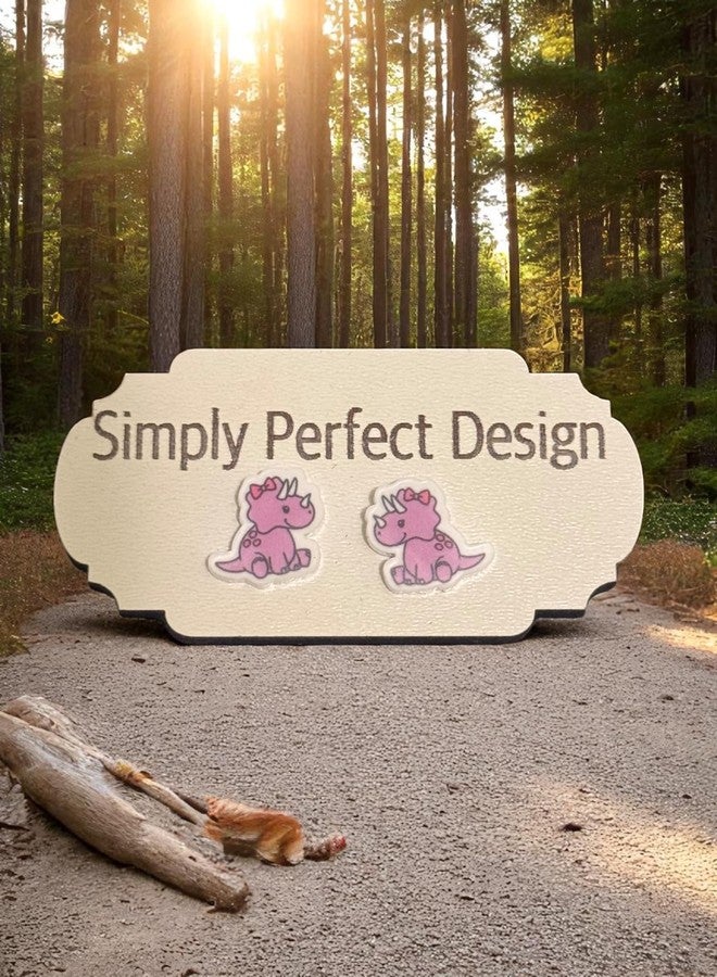 Simply Perfect Hypoallergenic (Pink) Dinosaur Earrings - Fun Enamel Jewelry for Kids and Women with Sensitive Ears - Unique Dino Earrings - Great for Birthday Gifts - Image 3