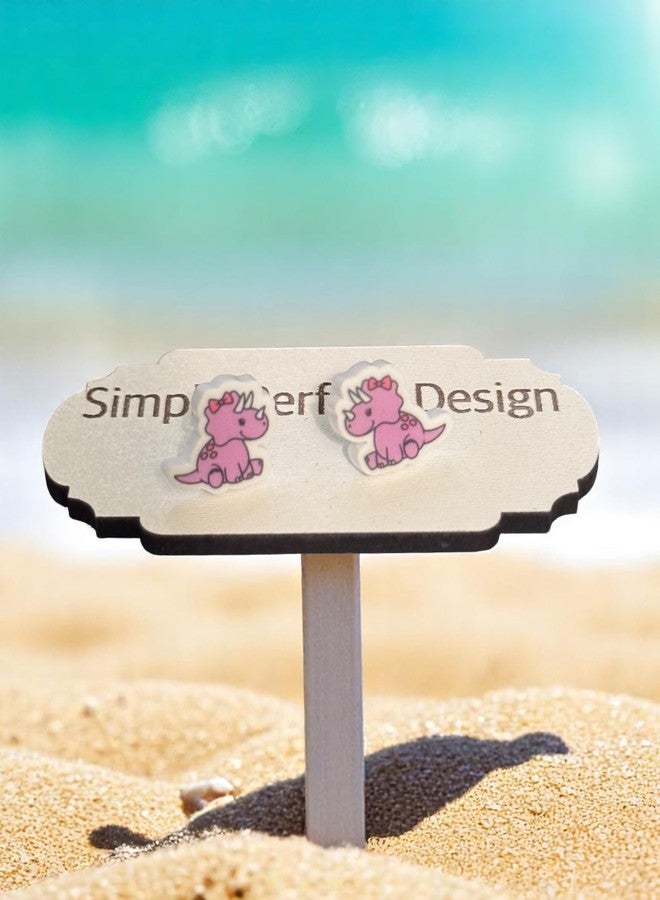Simply Perfect Hypoallergenic (Pink) Dinosaur Earrings - Fun Enamel Jewelry for Kids and Women with Sensitive Ears - Unique Dino Earrings - Great for Birthday Gifts - Image 2