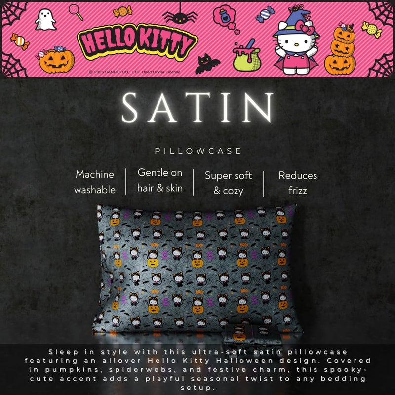 Franco Sanrio Hello Kitty Skeleton Halloween Beauty Silky Satin Standard Reversible Pillowcase Cover 20x30 for Hair and Skin  (Officially Licensed Product) by Franco Collectibles - Image 2