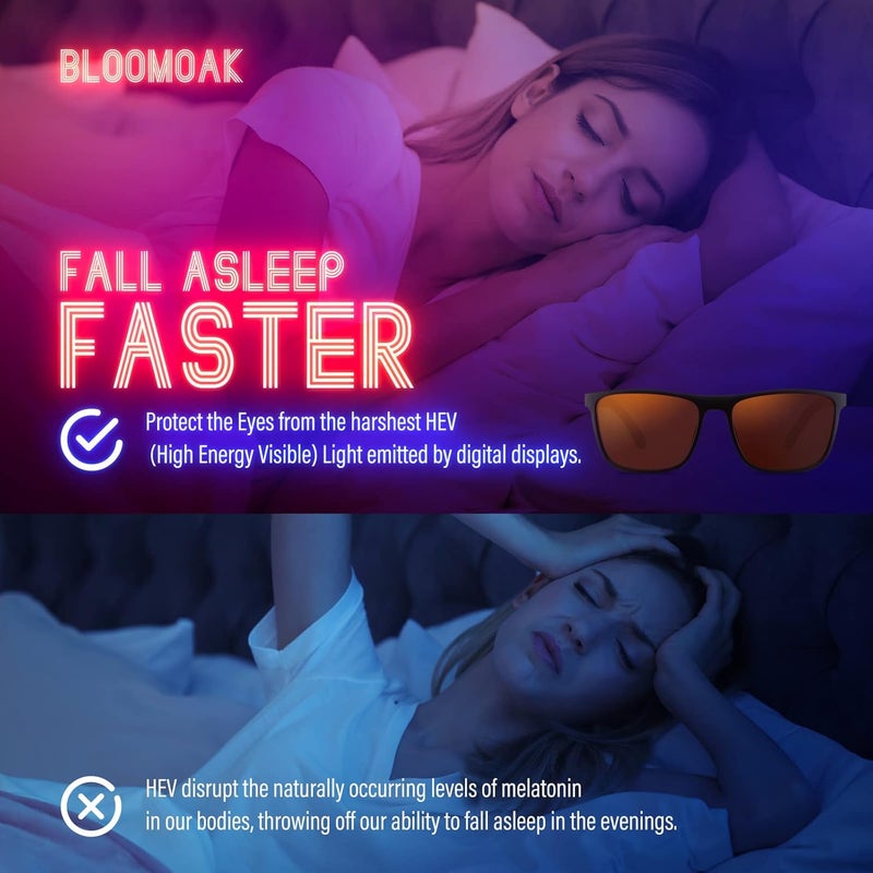نظارات بلوموك -99% لحجب الضوء الأزرق والأخضر - نظارات ألعاب - مضادة للوهج - مضادة للإجهاد - مناسبة للشاشات والألعاب والتلفزيون، مستطيلة أسود غير لامع (L) - مع علبة صلبة، كبير - Image 5