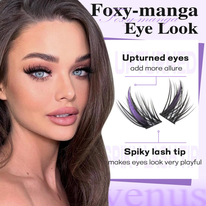 Goddvenus Manga Lash Cluster Kit Wispy Lashes Clusters Fluffy Eyelash Clusters Upturned Foxy Cluster Eyelash Extensions Kit D Curl Fairy Eyelash Extension Kit 10-16mm Individual Lashes Kit - Image 4