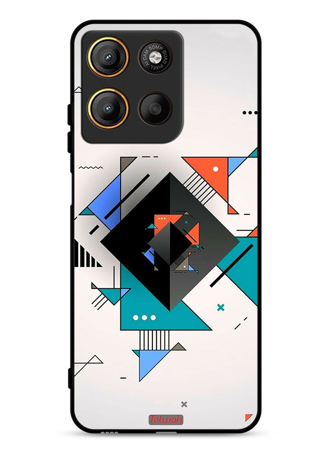 Tolwak Motorola Moto G15 Protective Case Cover Square And Triangle Shapes Abstract Pattern
