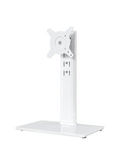 Single LCD Computer Monitor Free-Standing Desk Stand Riser for 13 inch to 32 inch Screen with Swivel, Height Adjustable, Rotation, Holds One Screen up to 35kgs white
