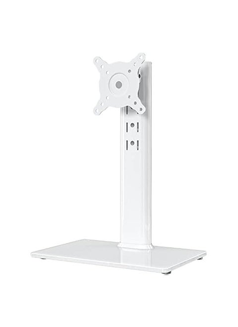 Single LCD Computer Monitor Free-Standing Desk Stand Riser for 13 inch to 32 inch Screen with Swivel, Height Adjustable, Rotation, Holds One Screen up to 35kgs white