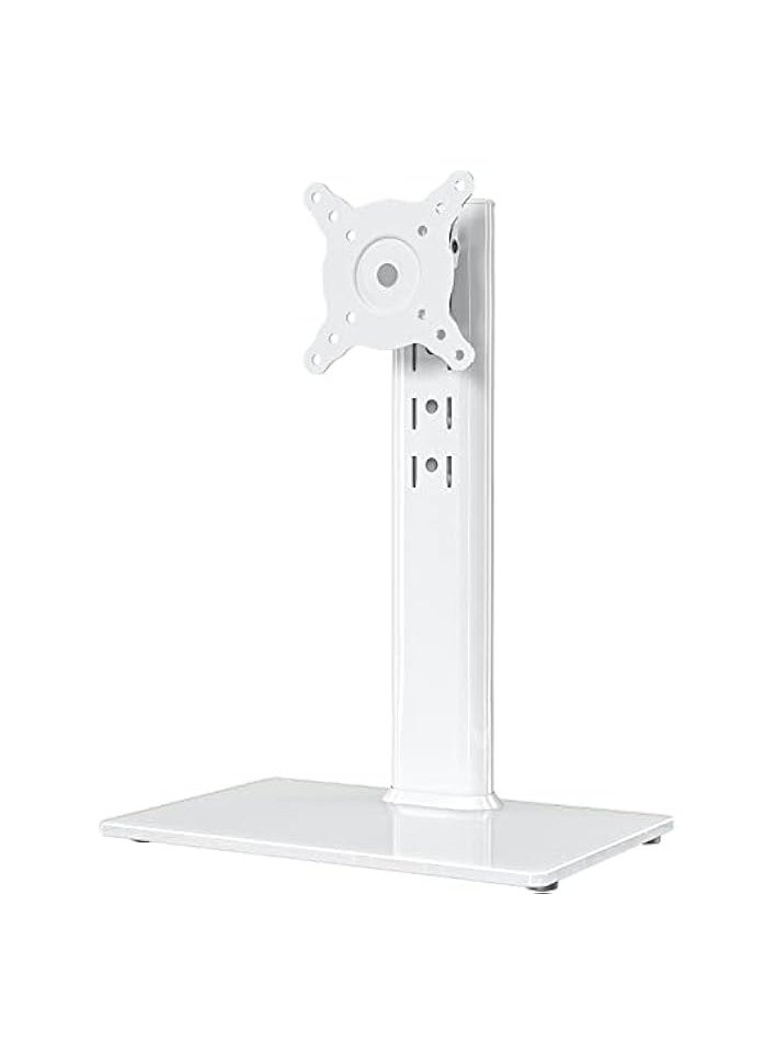 erorex - Single LCD Computer Monitor Free-Standing Desk Stand Riser for 13 inch to 32 inch Screen with Swivel, Height Adjustable, Rotation, Holds One Screen up to 35kgs white - Image 1