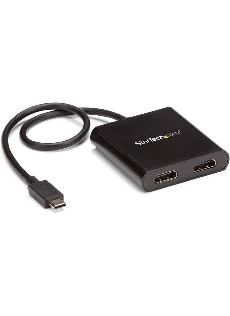 StarTech StarTechcom USBC to Dual HDMI Adapter USB TypeC MultiMonitor MST Hub Dual 4K 30Hz1080p 60Hz HDMI Laptop Display Extender  Splitter ExtraLong BuiltIn Cable Windows Only MSTCDP122HD  - Image 1