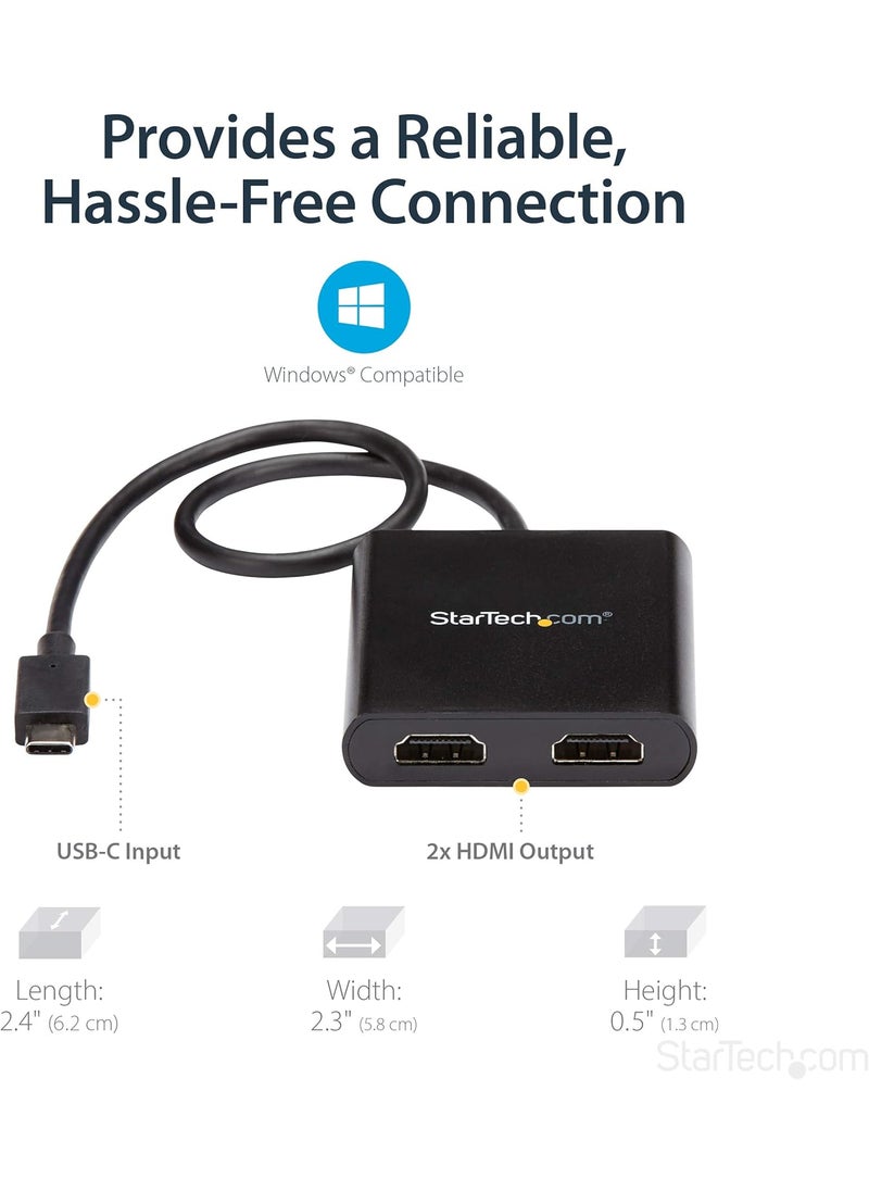 StarTech StarTechcom USBC to Dual HDMI Adapter USB TypeC MultiMonitor MST Hub Dual 4K 30Hz1080p 60Hz HDMI Laptop Display Extender  Splitter ExtraLong BuiltIn Cable Windows Only MSTCDP122HD  - Image 5
